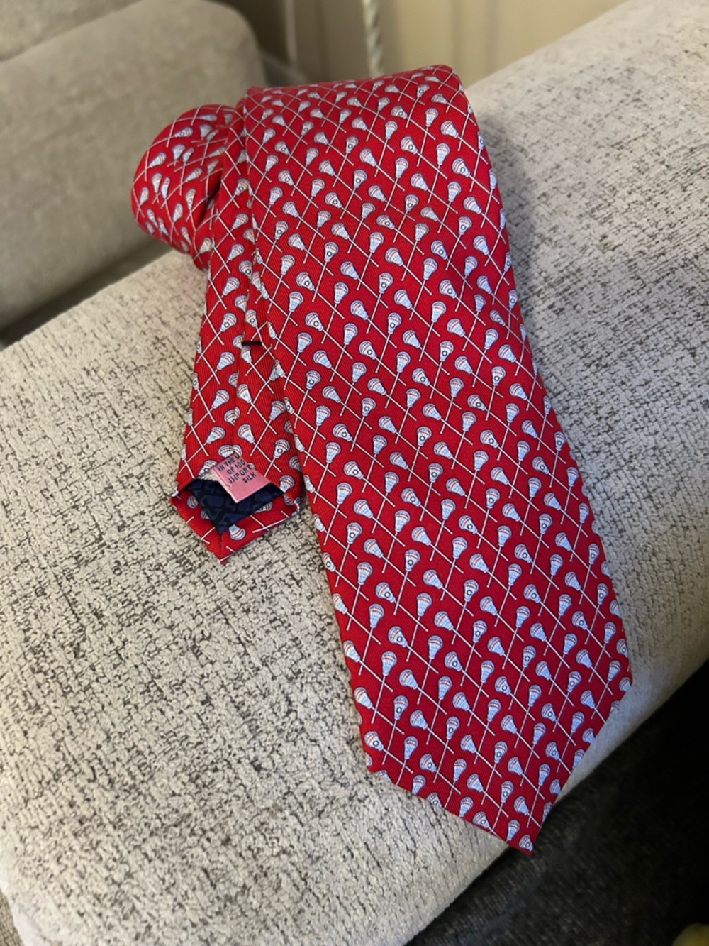 Vineyard Vines Lacrosse Red Men's Silk Tie Martha’s Vineyard